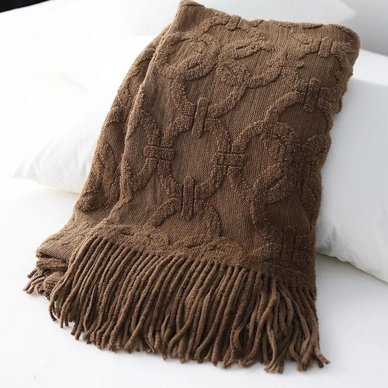 Cozy Comfort Knitted Throw Blanket Irish Coffee Color