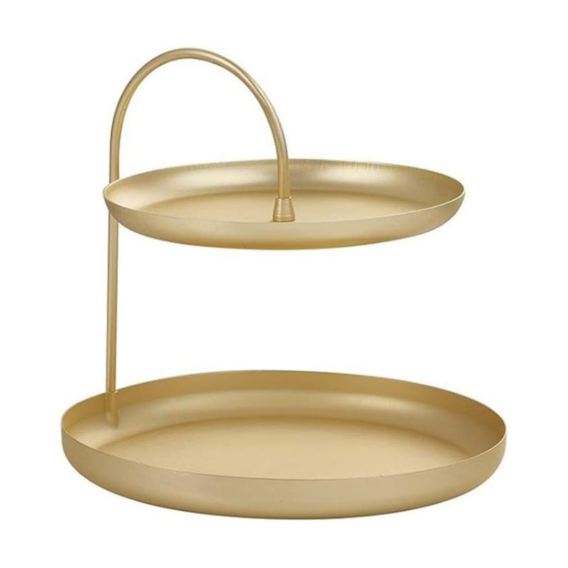 Decorative Gold Tray Organizer with Curved Lip Two tiers