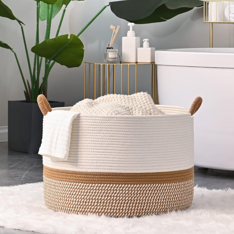 King-size Durable woven storage basket woven storage basket decorbaskets for bathroom storage