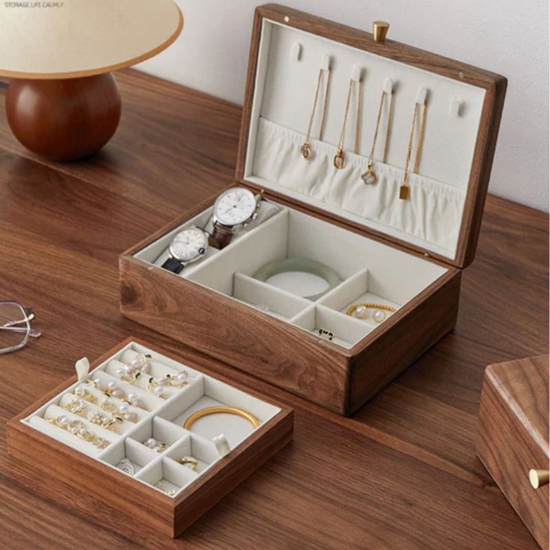 Luxury Solid Wood Jewelry Storage Box Lifestyle image showing details