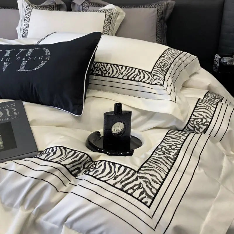 Luxury Zebra Cotton Bedding Set (1000 Tc Egyptian Cotton) luxury bedding sets king