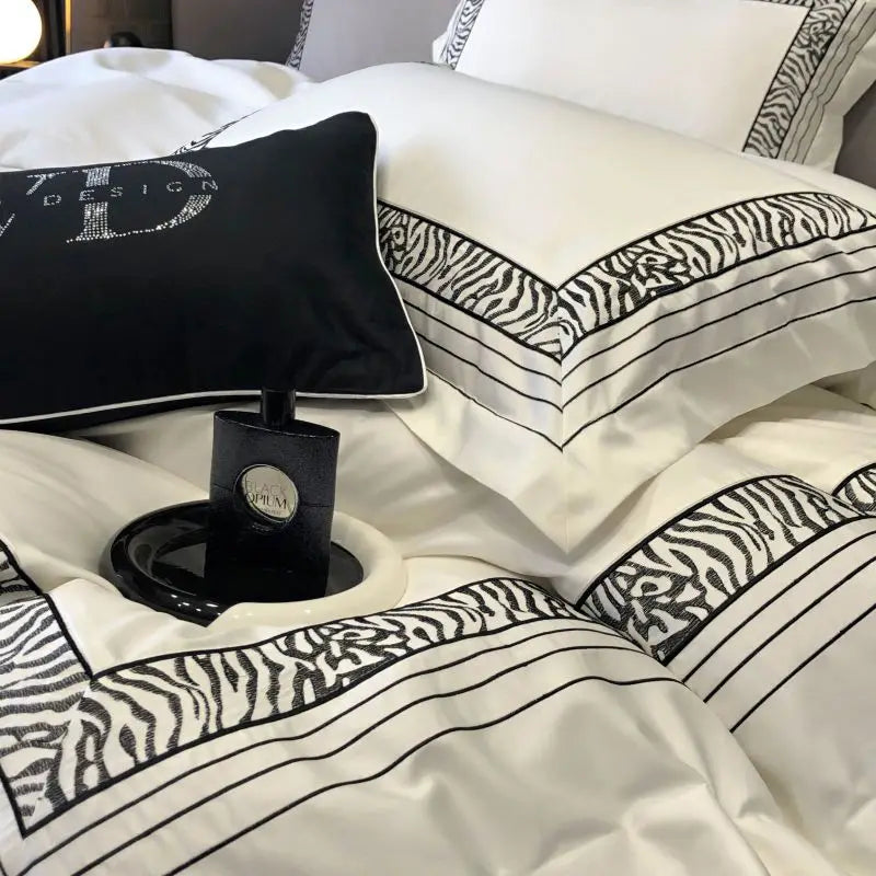 Luxury Zebra Cotton Bedding Set (1000 Tc Egyptian Cotton) queen size bedding set