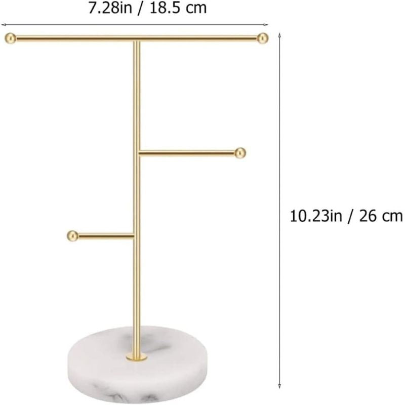 Marble Metal Jewelry Organizer Stand product size
