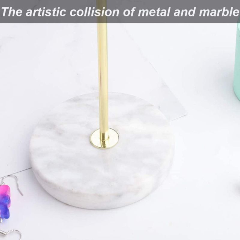 Marble Metal Jewelry Organizer Stand showing marble and metal