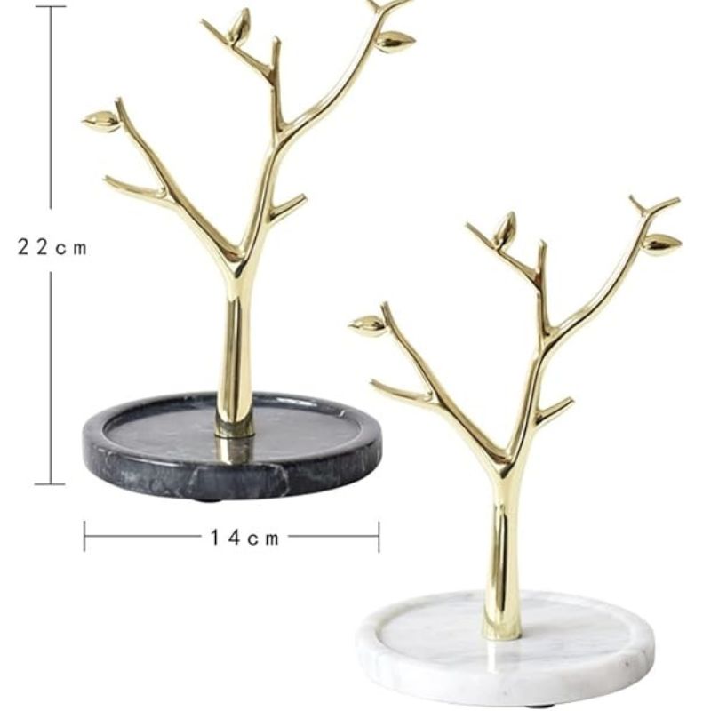 Metal Marble Hanging Jewelry Organizer White and black marble showing its sizes