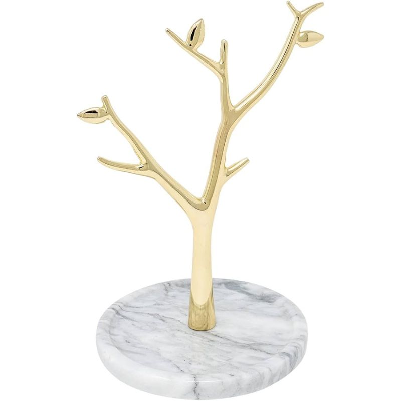 Metal Marble Hanging Jewelry Organizer White marble showing it