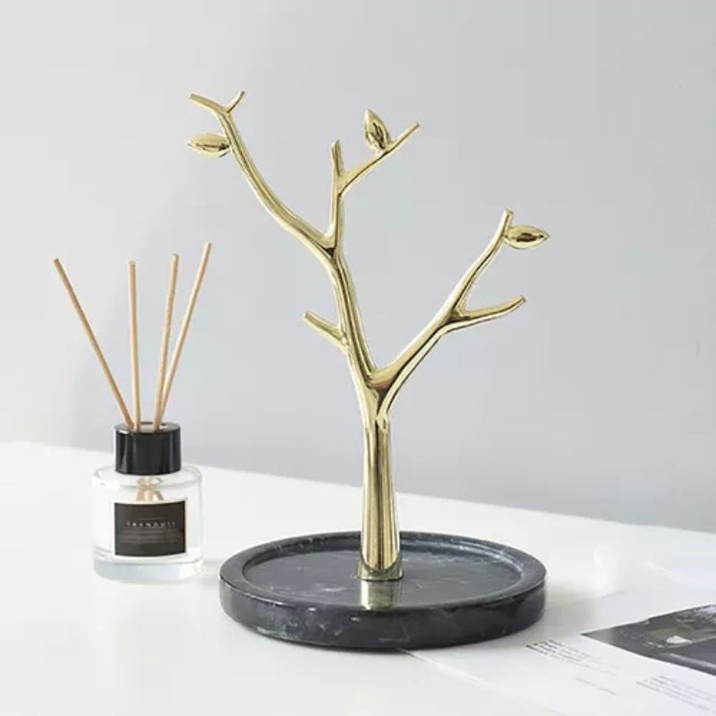 Metal Marble Hanging Jewelry Organizer black marble showing it