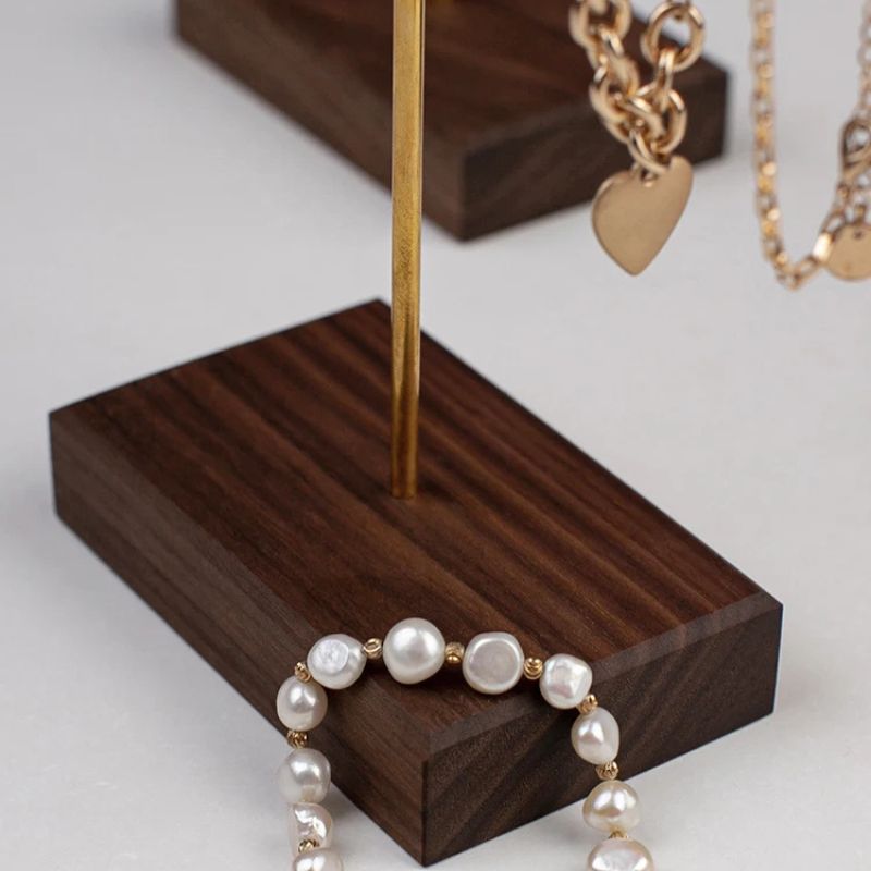 Wooden Jewelry Organizer Stand showing the wood material