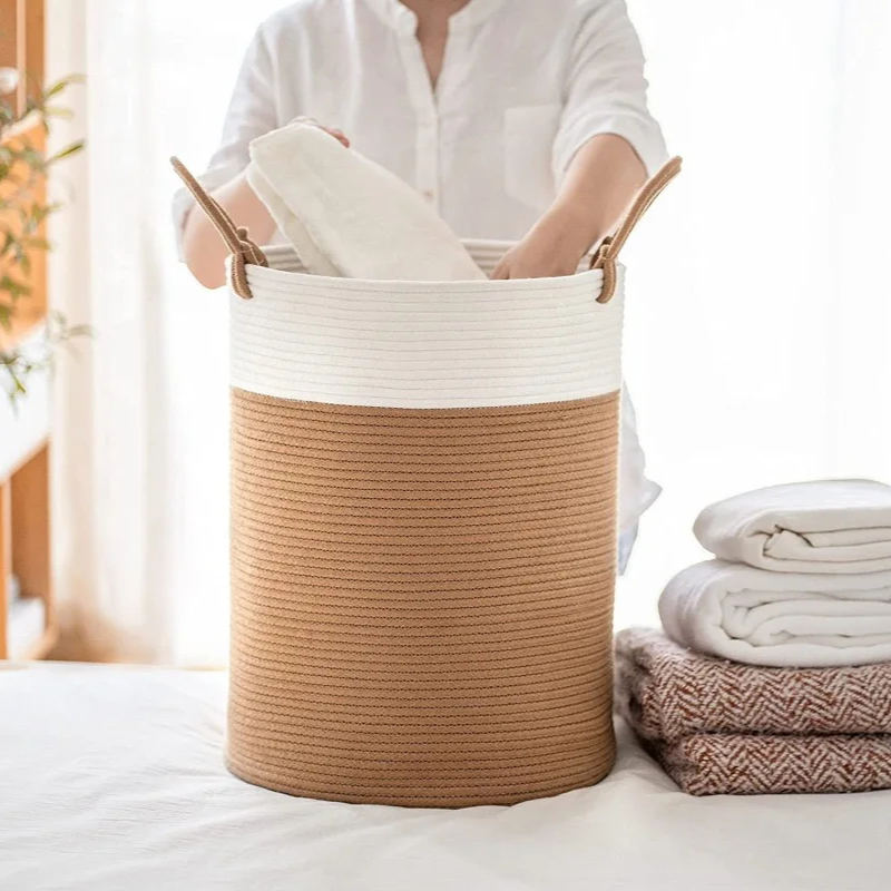 Woven Tote Basket - Wicker Basket laundry basket storage
