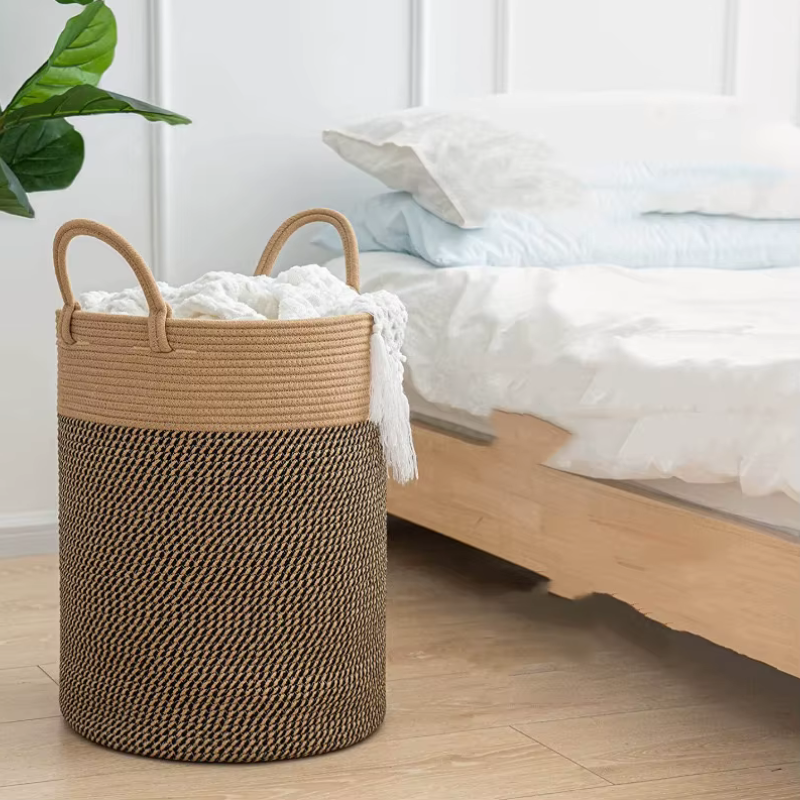 Woven Tote Basket - Wicker Basket tall storage basket baskets for bathroom storage