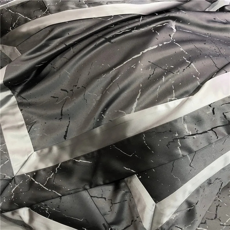 Grey Marble Bedding Set - Luxury Egyptian Cotton Sateen 1000TC