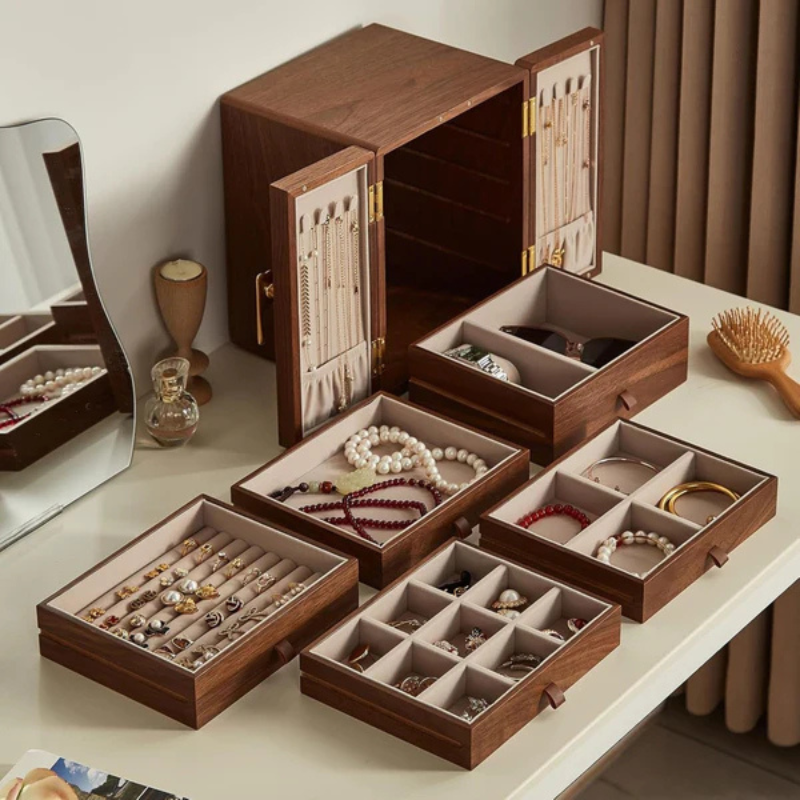 Luxury Wooden Jewelry Box with Drawers