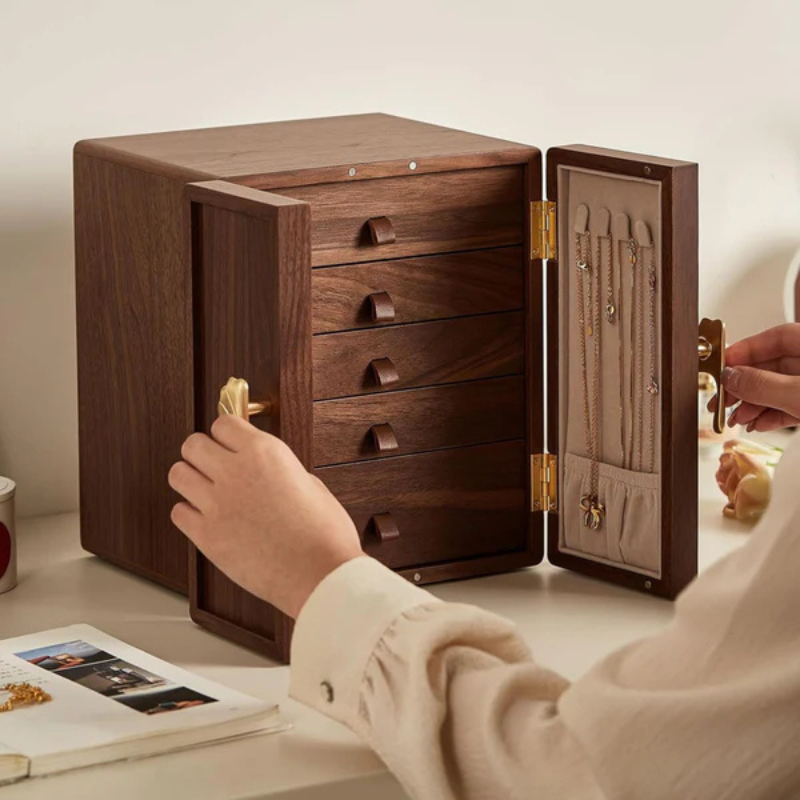 Luxury Wooden Jewelry Box with Drawers