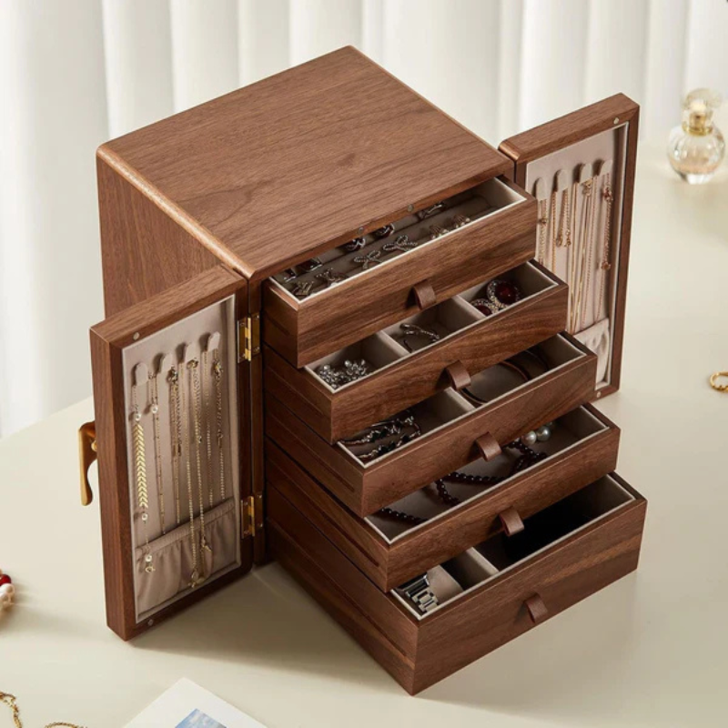 Luxury Wooden Jewelry Box with Drawers