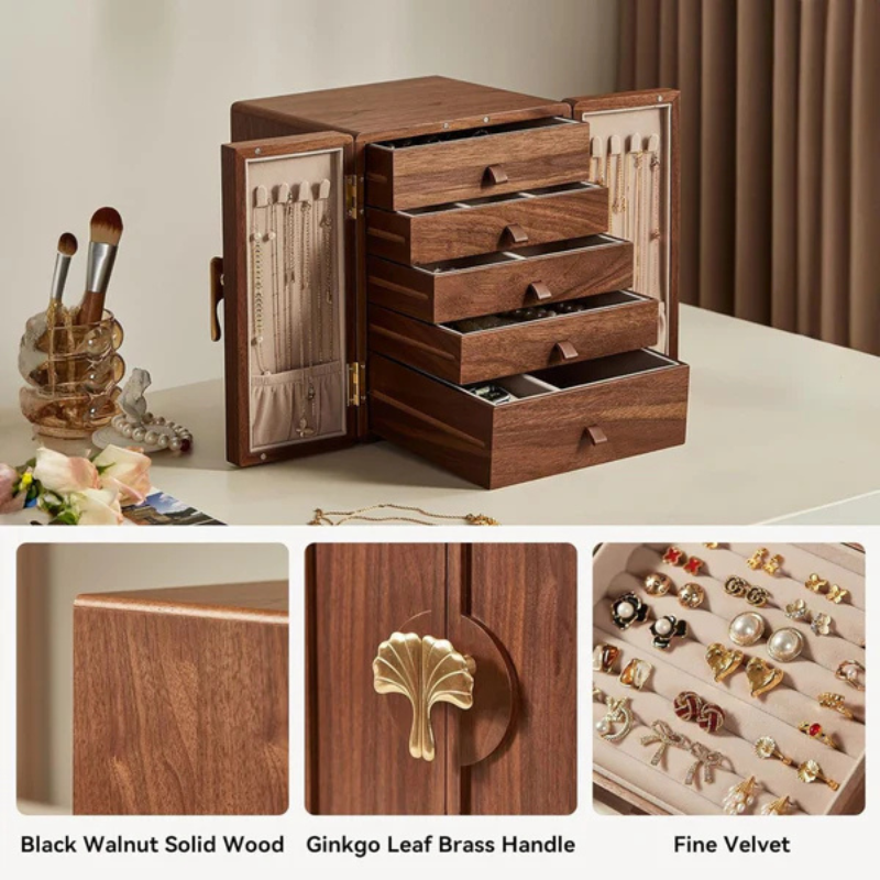 Luxury Wooden Jewelry Box with Drawers