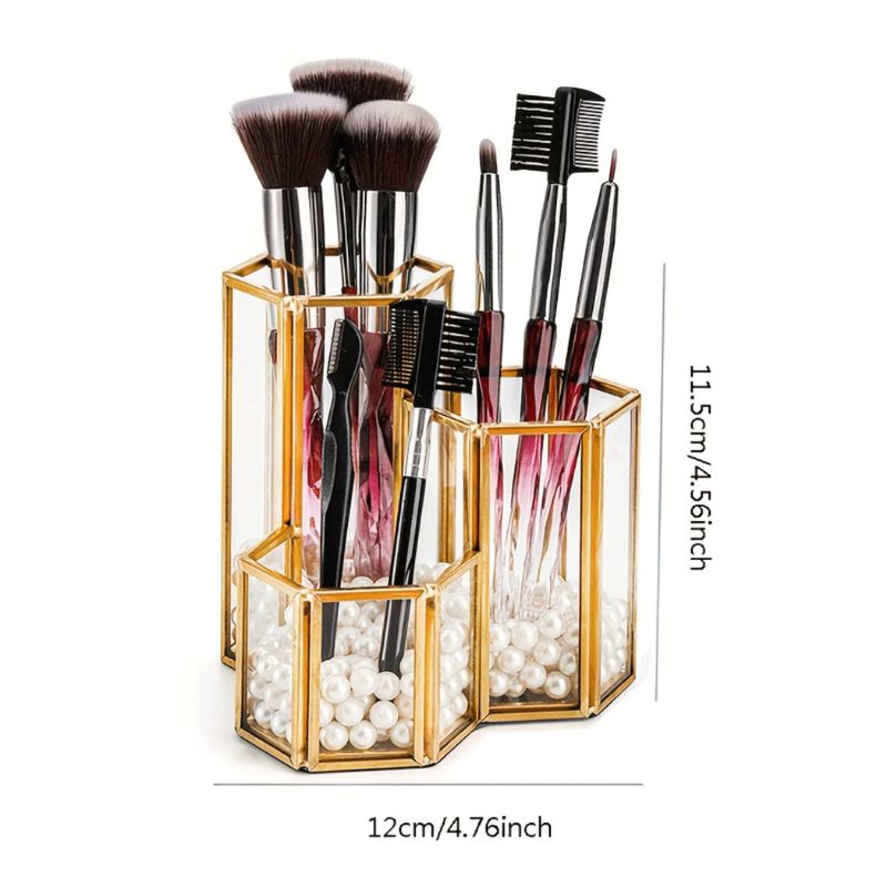 Best Makeup Organizer-Gold Makeup Brush Organizer dimensions