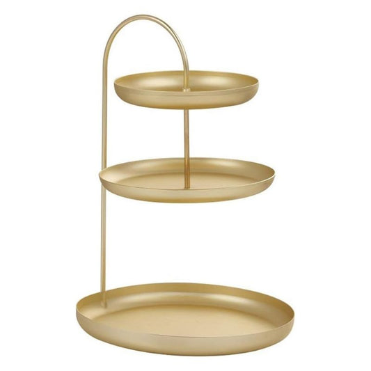 Decorative Gold Tray Organizer with Curved Lip Three tiers 