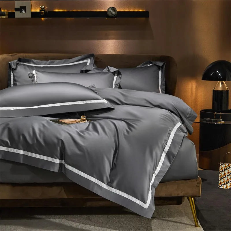 Grey Luxury Bedding Sets- Cotton Duvet (Egyptian Cotton, 1000 TC)