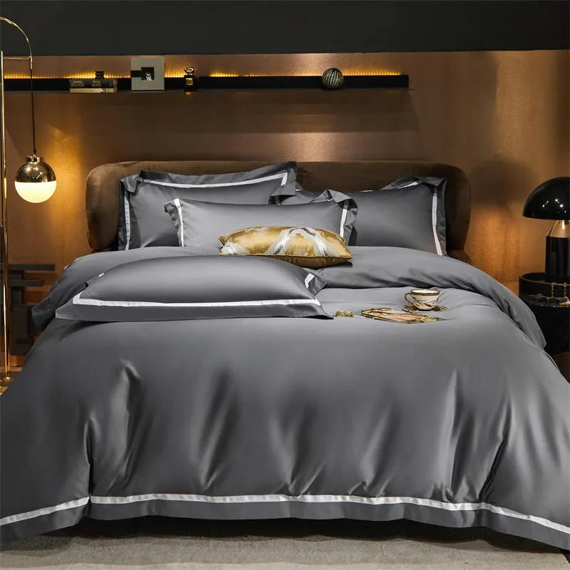 Grey Luxury Bedding Sets- Cotton Duvet (Egyptian Cotton, 1000 TC) modern bed sets