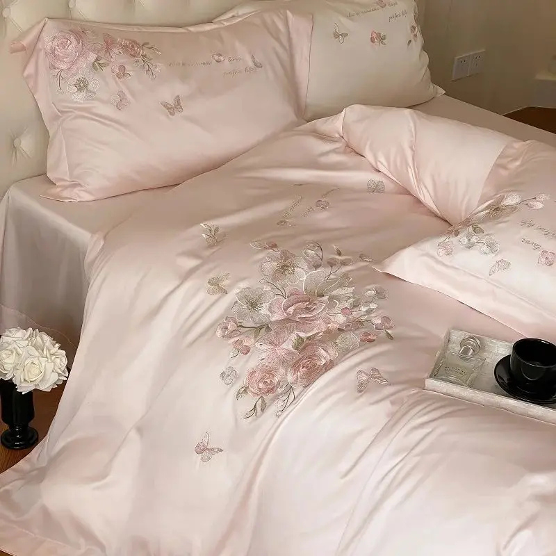 Luxury Flowers Butterfly - 1000TC Egyptian Cotton Duvet Cover Set