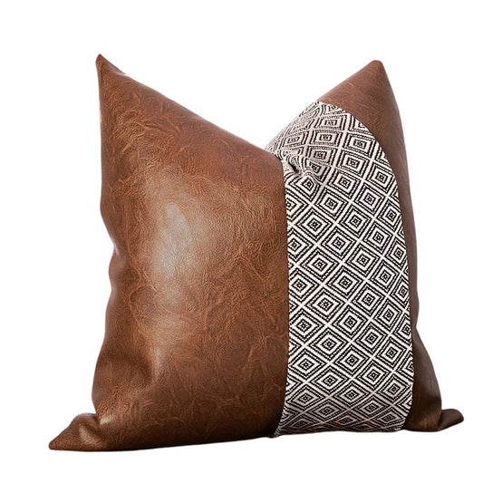 Luxury Pillows For Couches Leather Brown with Black 