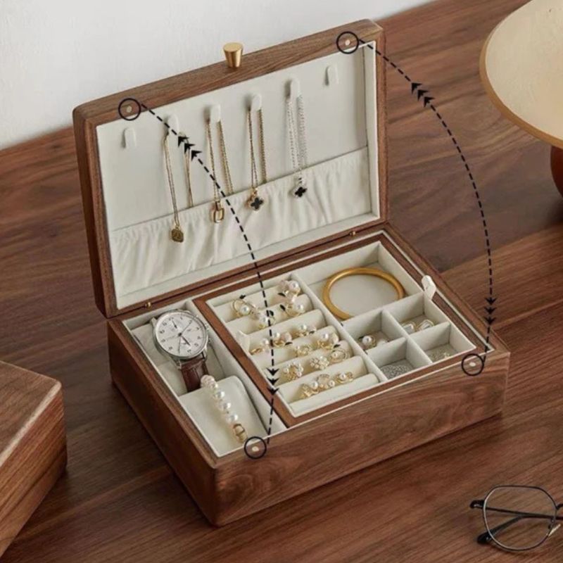 Luxury Solid Wood Jewelry Storage Box Lifestyle image  magnet closer