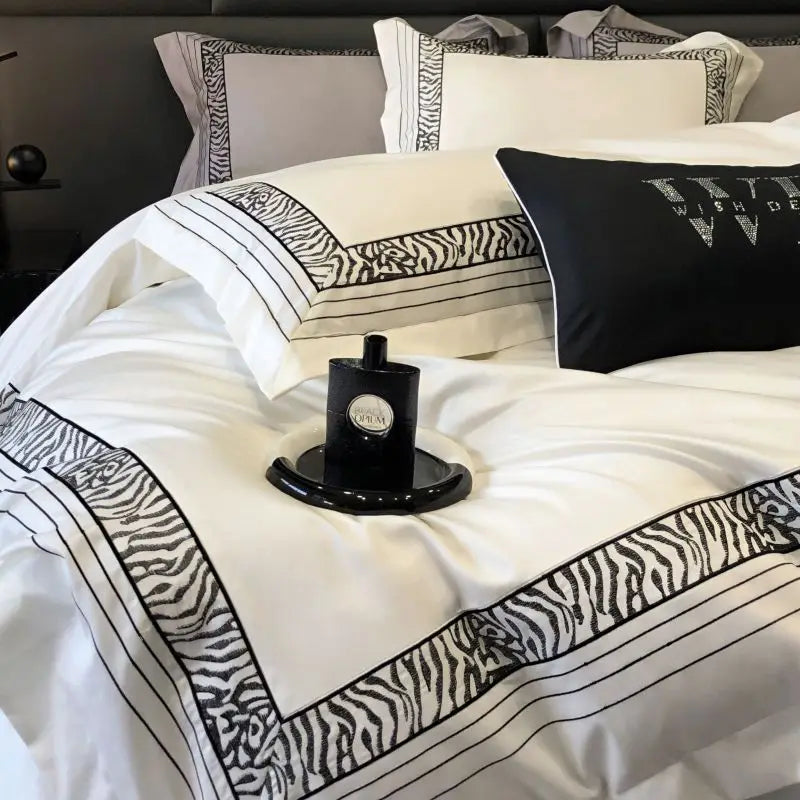 Luxury Zebra Cotton Bedding Set (1000 Tc Egyptian Cotton) bedsheet egyptian cotton