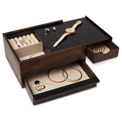 Modern Wood Jewelry Box in Black color