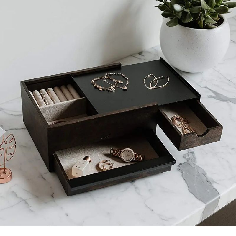Modern Wood Jewelry Box in Black color lifestyle