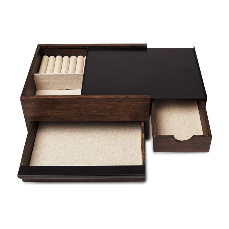 Modern Wood Jewelry Box in Black color product display