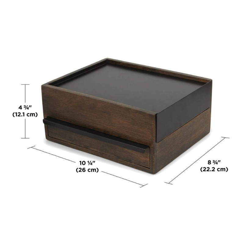 Modern Wood Jewelry Box in Black color product size