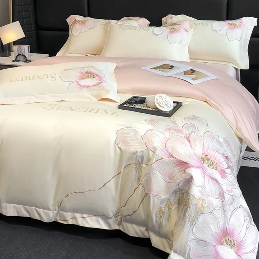 Luxury 100% Cotton Pink Floral Duvet Set - Floral Bedding​