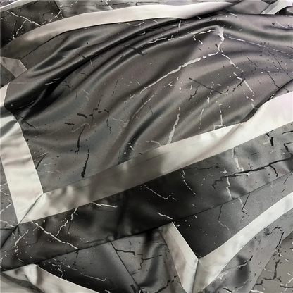 Grey Marble Bedding Set - Luxury Egyptian Cotton Sateen 1000TC